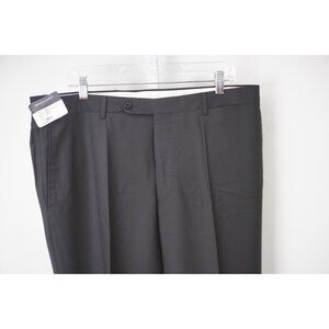 Burberry London Solid Black S100s 100% Wool Dress Pants Sz 56 NEW